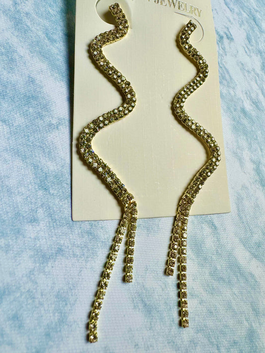 E34 Aretes Dorados Brillantes Serpiente Aleación