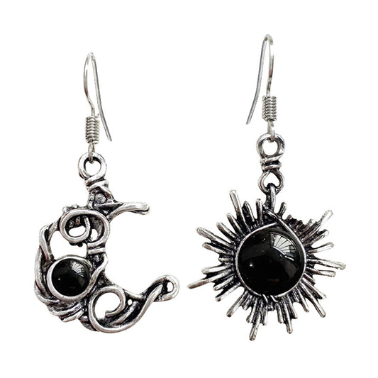 E3604 aretes sol y luna aleación cobre 4.5cm
