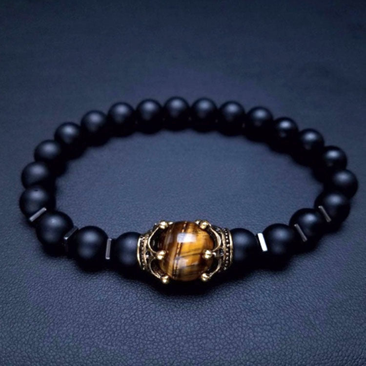 B317C Pulsera caballero elastica piedra mate
