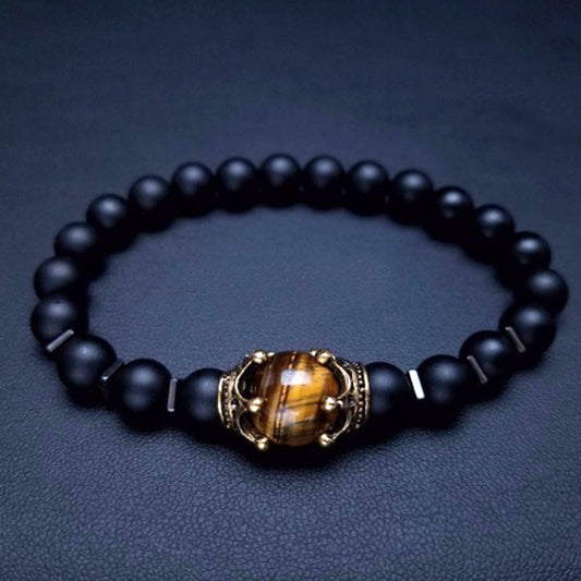 B317C Pulsera caballero elastica piedra mate
