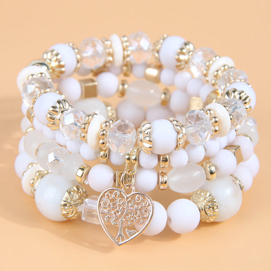 B951B Conjunto pulseras cadena con cuentas yakli aleacion elastica