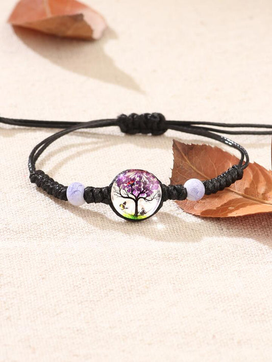 B419 Pulsera árbol de la vida púrpura
