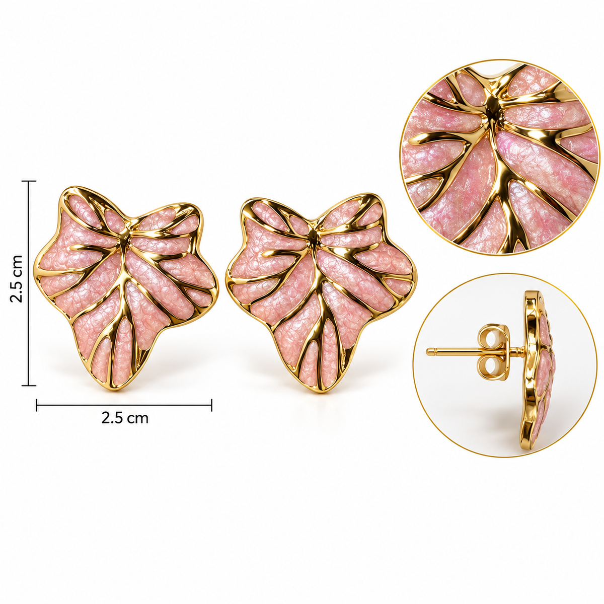 E029 Aretes flor otoño esmaltado de acero inoxidable 304