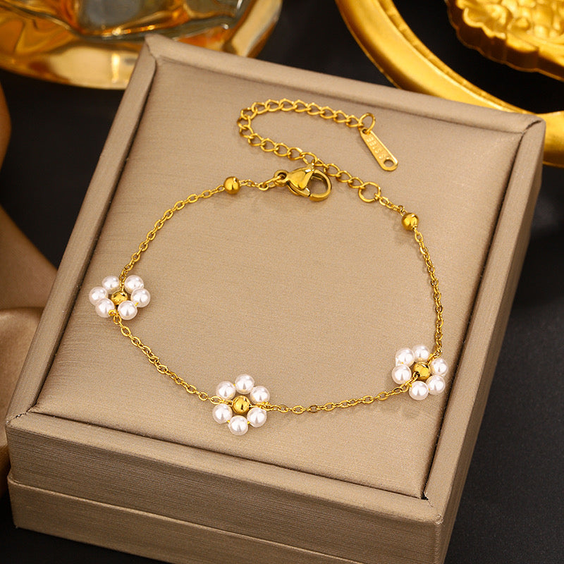 B560 Pulsera flor acero inoxidable 19cm