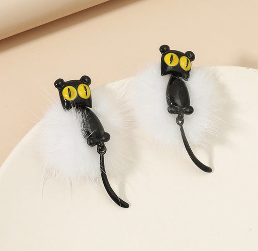 E5537 Aretes gato acrílico 5cm