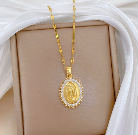 C1278 collar de la virgen de Guadalupe acero inoxidable