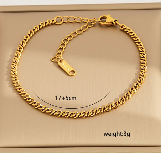B874 Pulsera eslabones dorados acero inoxidable 19cm