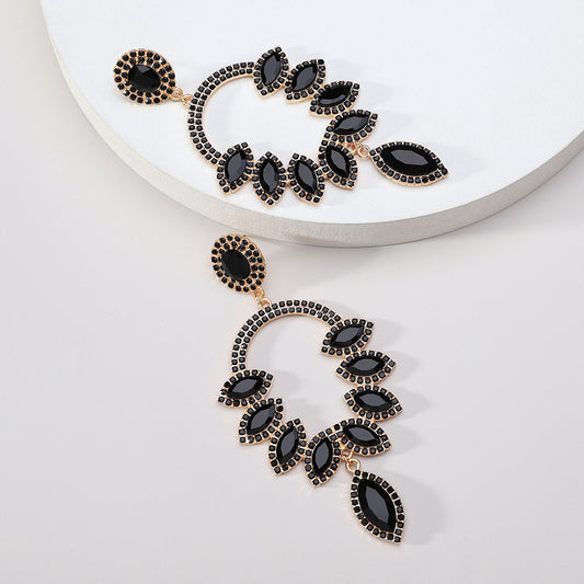 E7305N Aretes cristal elegante de fiesta 10.5cm