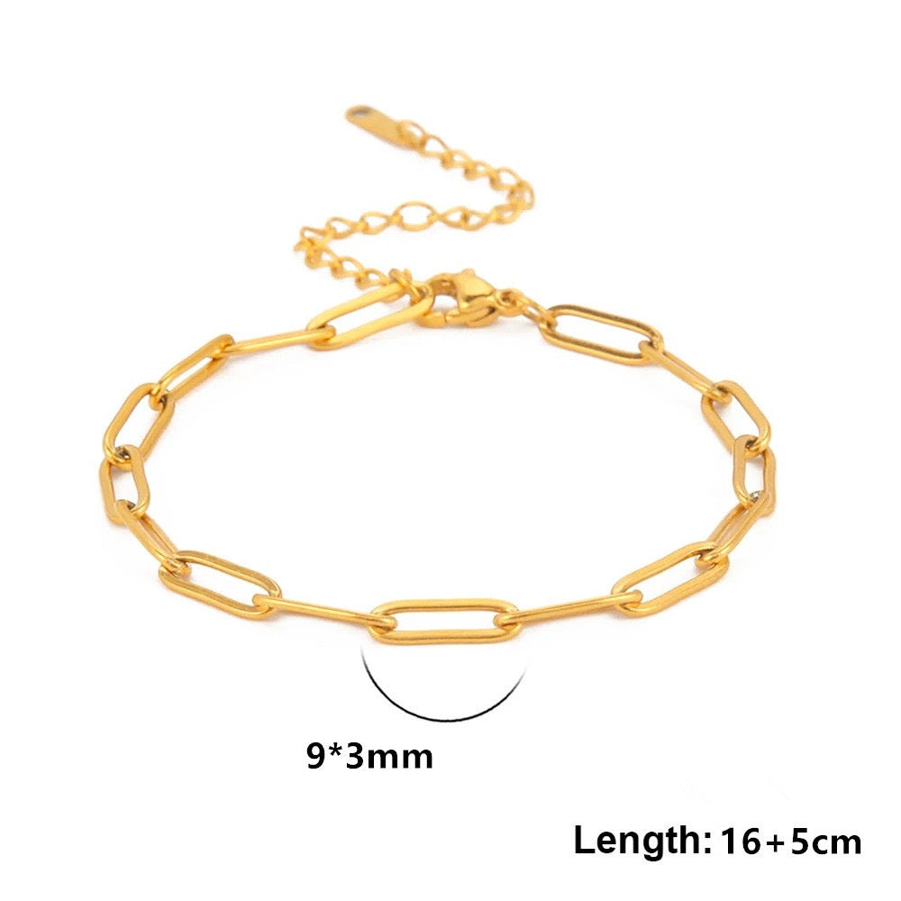 B940 Pulsera dorado de clips acero titanio 22cm