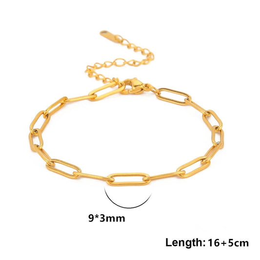 B940 Pulsera dorado de clips acero titanio 22cm