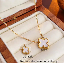 C550 Collar trebol acero inoxidable chapado en oro de 18k solo es collar largo 24cm dije 1cm