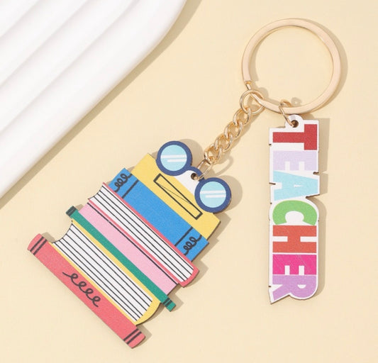 K142 Llavero teacher libros madera unisexo