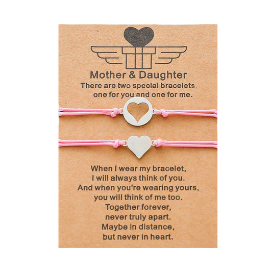 B618 Pulsera de pareja rosa corazón ajustable