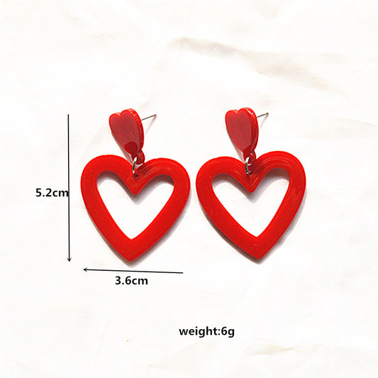 E2573RJ Aretes corazon acrilico 4cm