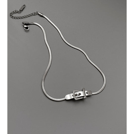 C861 Collar plateado tipo gargantilla acero inoxidable 23cm