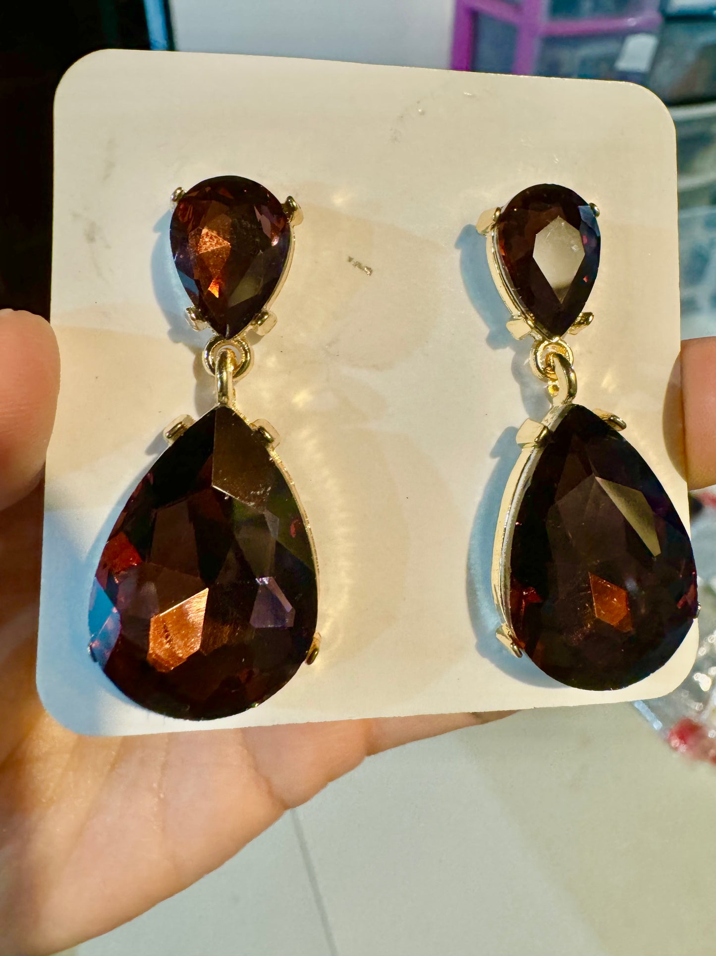 2896M Aretes gota cristal jerez 4.5 CM