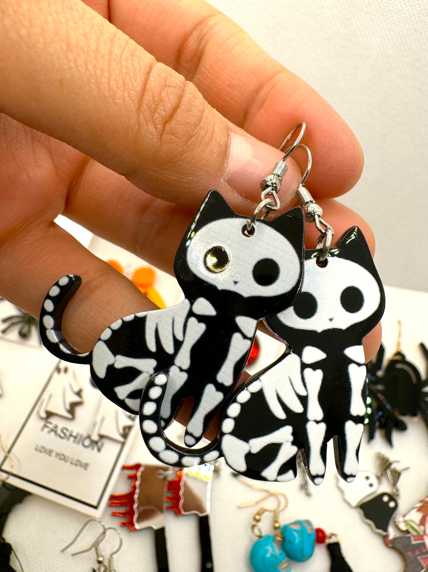 E538 Aretes Gato Negro Esquetelo Halloween