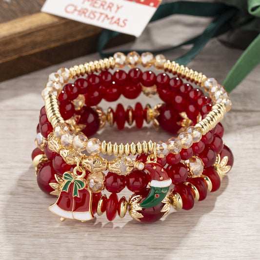 B507 Conjunto de pulseras navideñas  elásticas