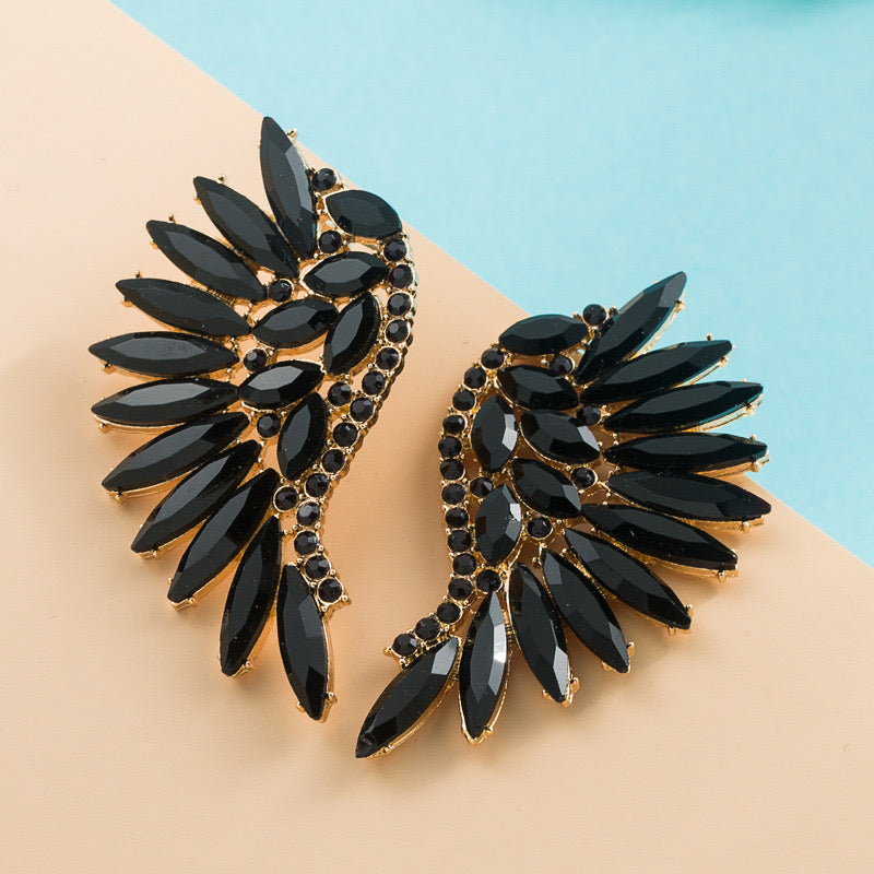 E4523N aretes alas de cristal brillante aleacion 5cm