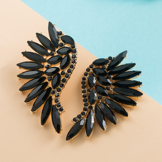 E4523N aretes alas de cristal brillante aleacion 5cm