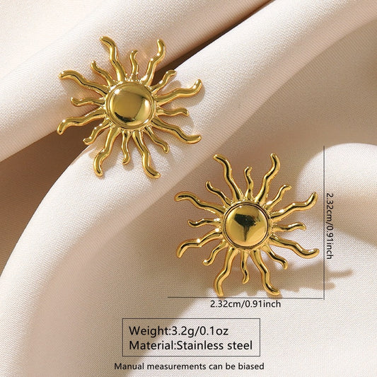 E4678 Aretes sol dorado acero inoxidable 2.5cm