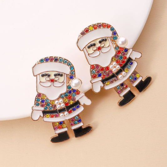 E4154 Aretes perlas de santa claus Navidad aleacion 4cm