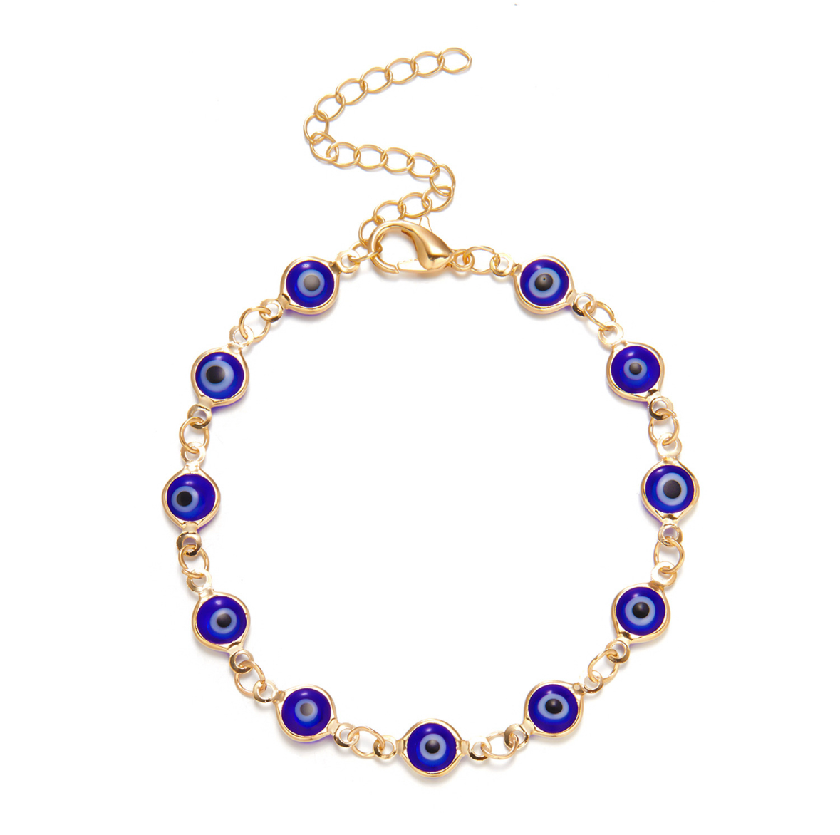 B607 Pulsera ojo turco azul aleacion 19cm