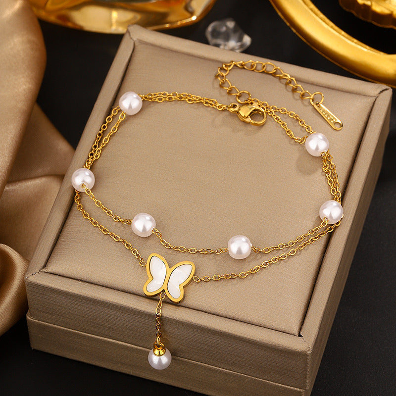 B558 Pulsera mariposa acero inoxidable 19cm