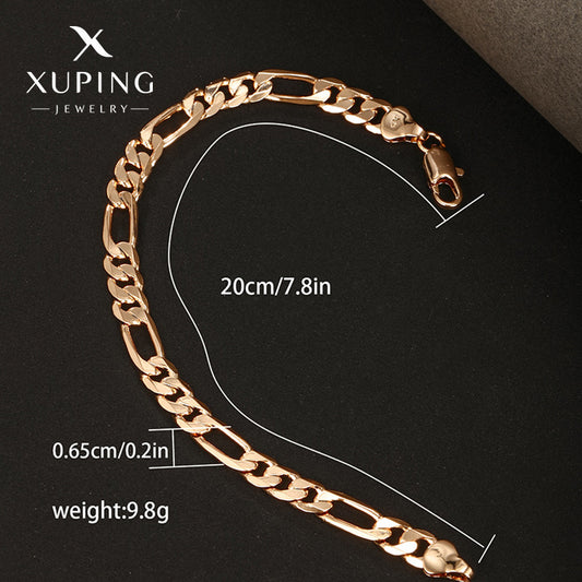 B652 Pulsera dorada aleación cobre chapada en oro de 18k 19cm