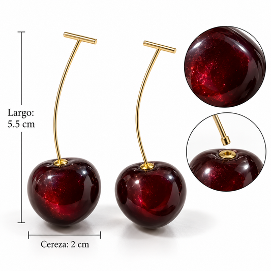 E7533 Aretes cereza colgante de aleacion