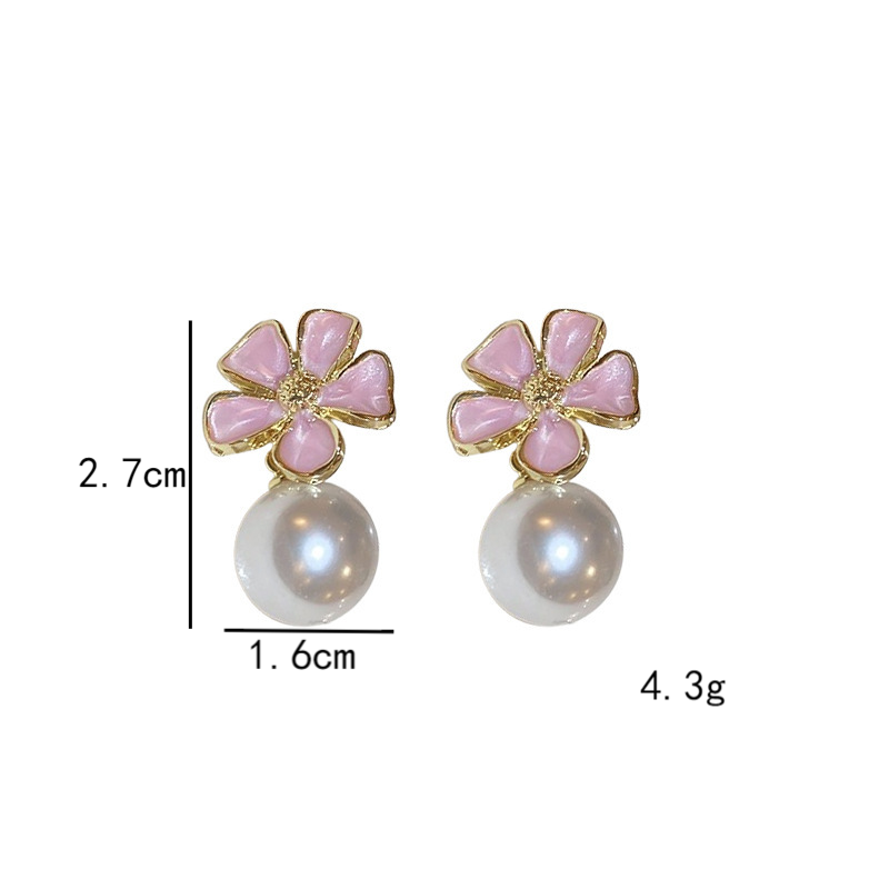 E2249 Aretes flor perla 2.5cm