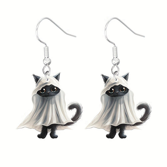 E4333 aretes gatos fantasma acrílico 3cm