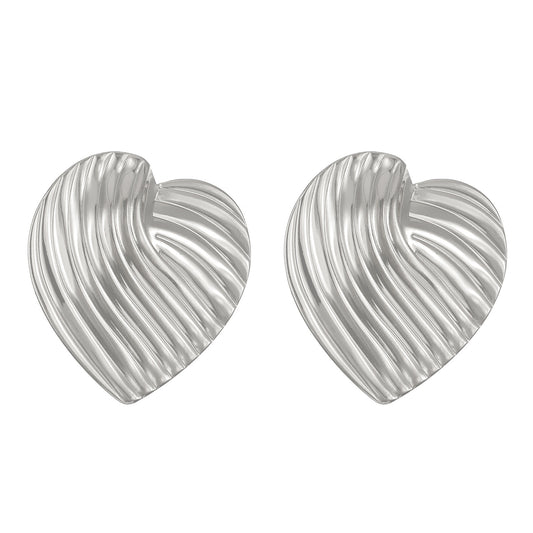 E3470P Aretes corazon plateado acero de titanio 3cm