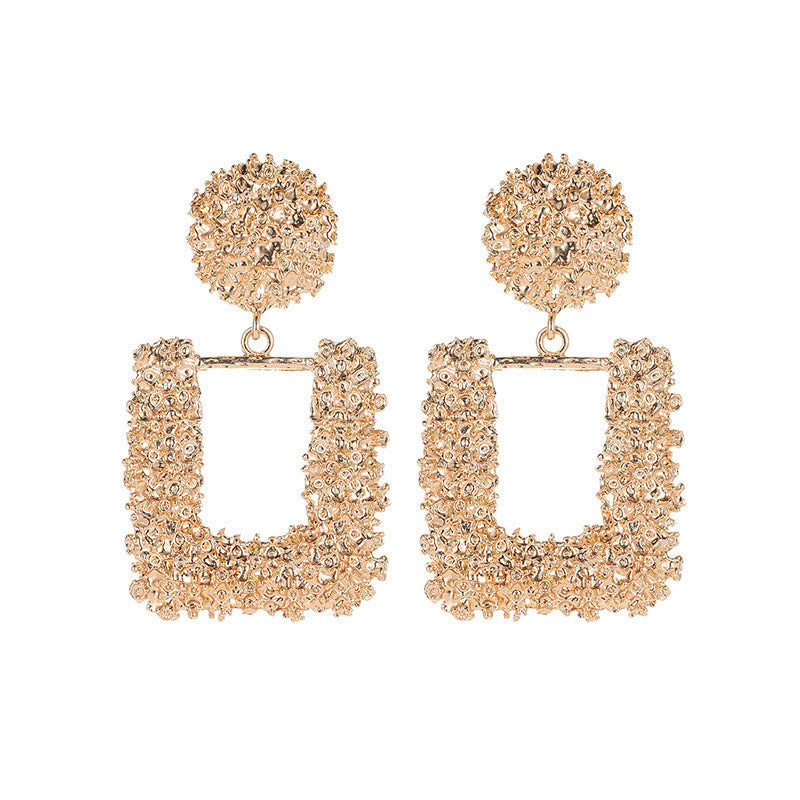 E7118 Aretes cuadro dorado aleacion 4cm