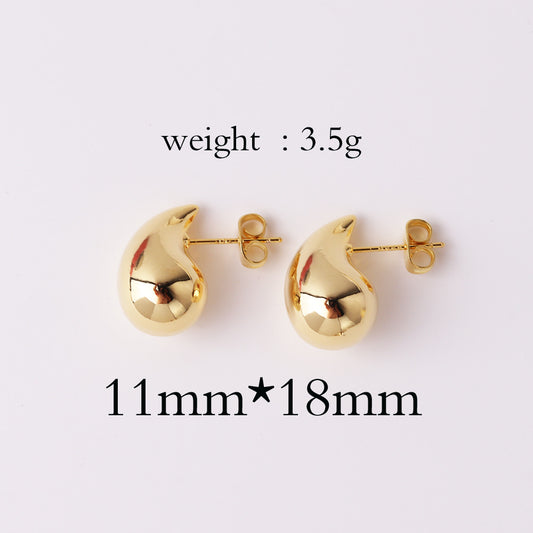 E3621 Aretes gota dorada estilo bottega cobre 1cm