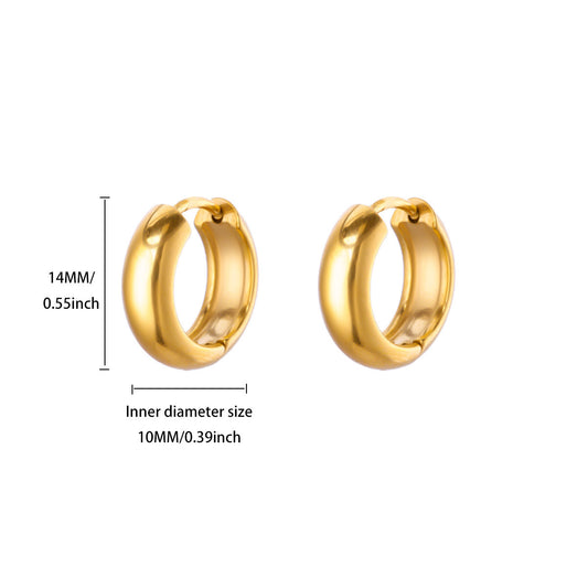 E5876 Arracada dorada pequeña acero inoxidable chapado en oro de 18k 1.5cm