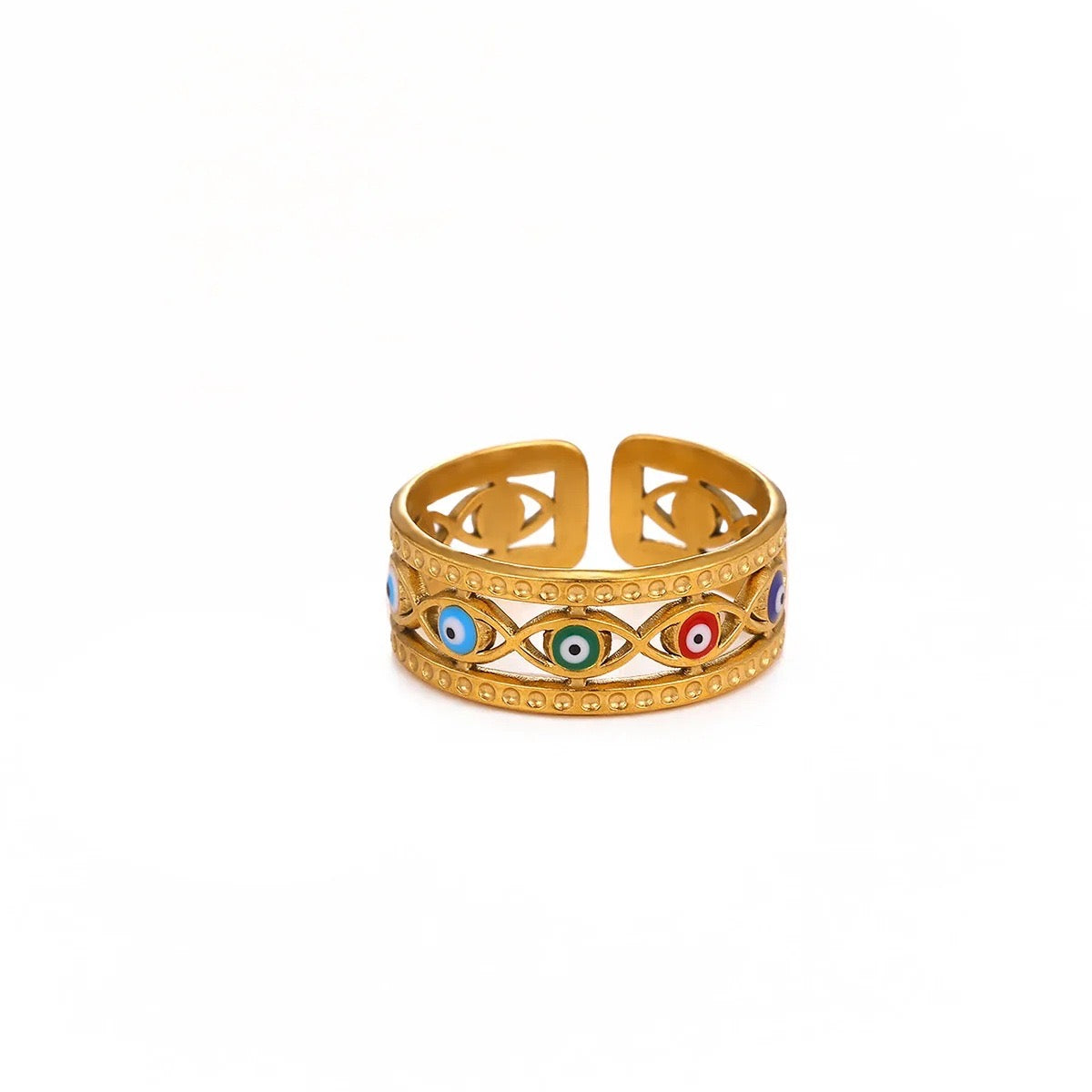 A588 Anillo ojo turco colorido acero inoxidable abierto