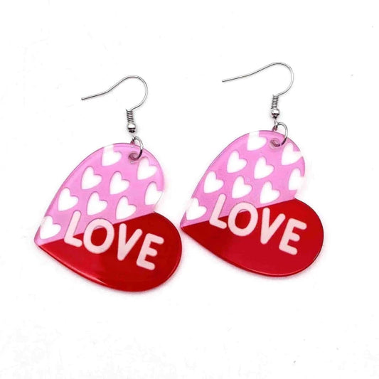 E1073 Aretes corazón acrílico ligeros