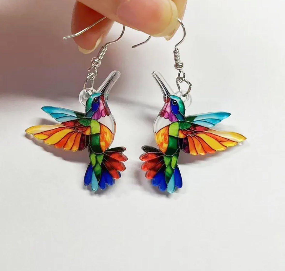 E4576 Aretes colibrí acrilico 5cm