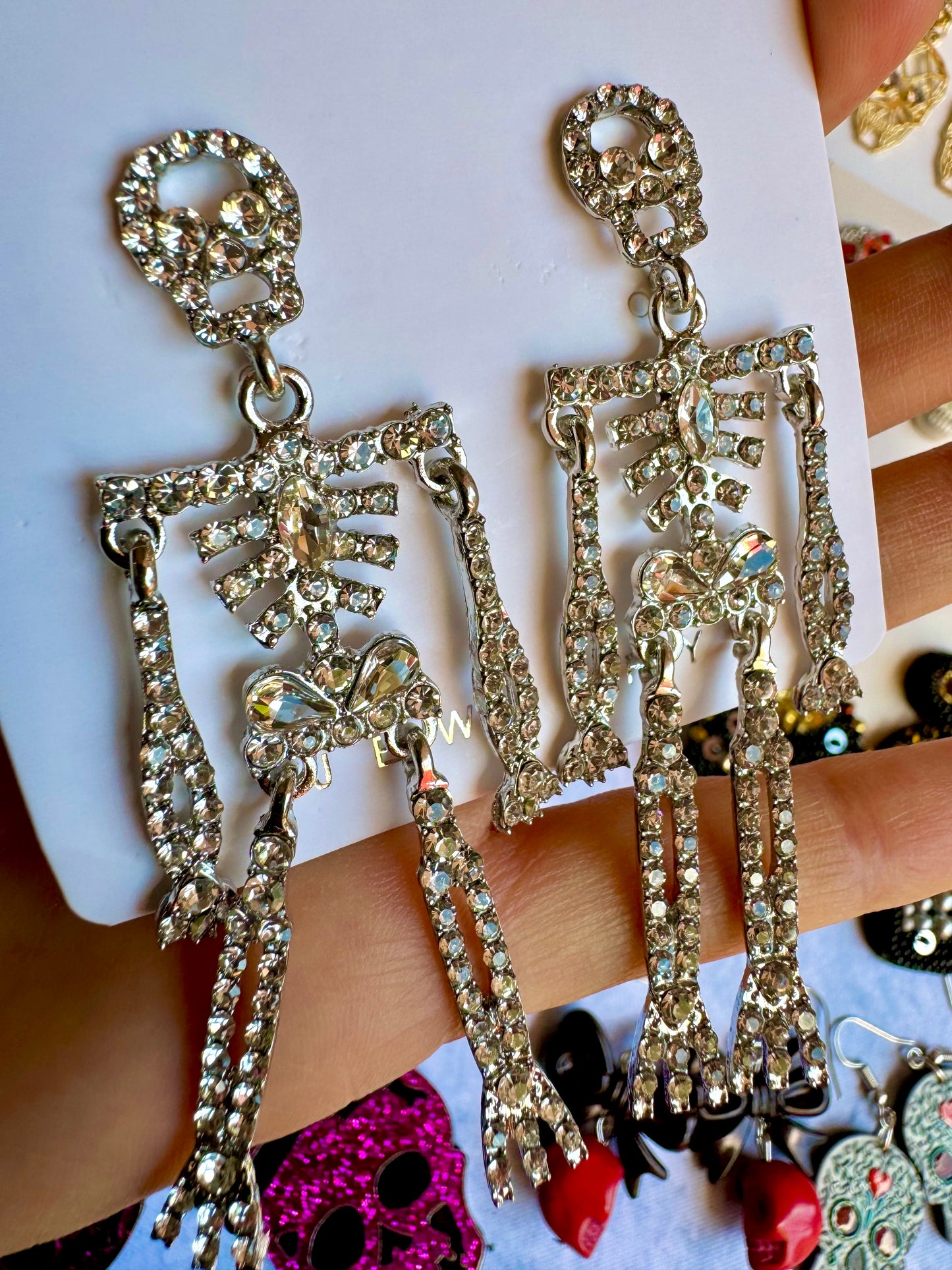 E285 Aretes Brillantes Esqueleto Dia De Muertos Halloween