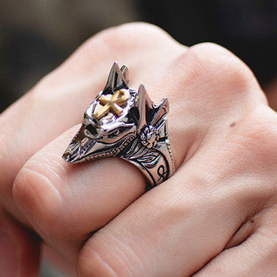 A147 Anillo caballero perro francés aleacion 3cm abierto