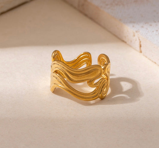 A560 anillo dorado acero inoxidable abierto