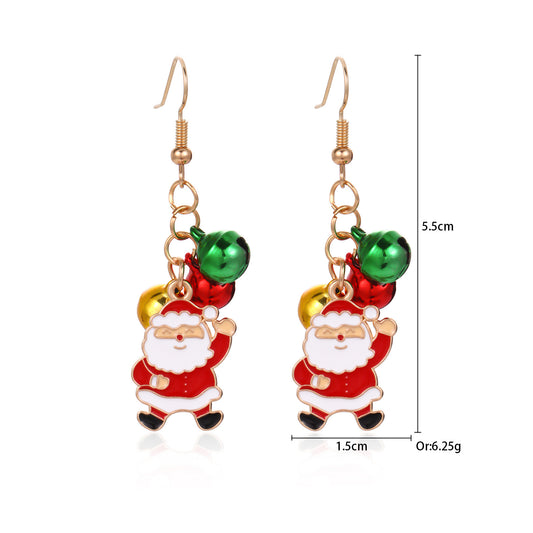 E4190 aretes Santa claus colgante navideño aleacion 6.5cm