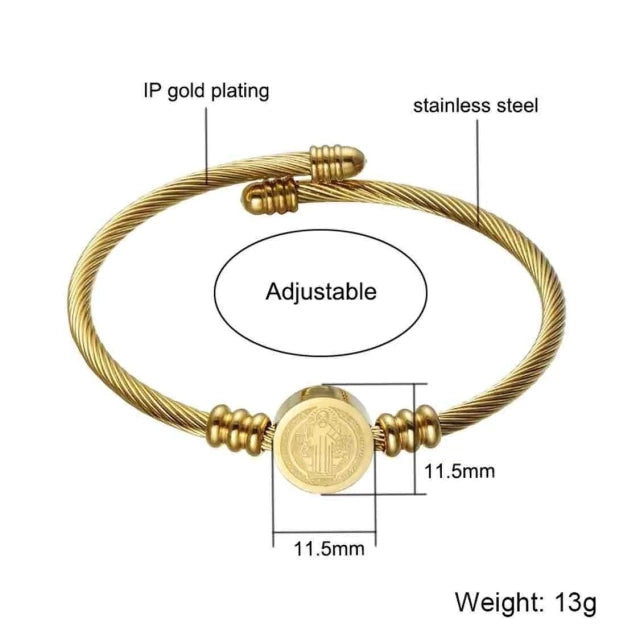 J94 Brazalete Dorado San Judas Acero Inoxidable