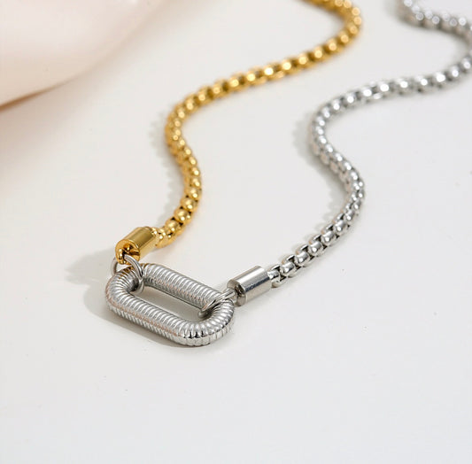 C2102 collar  dorado y plateado acero inoxidable