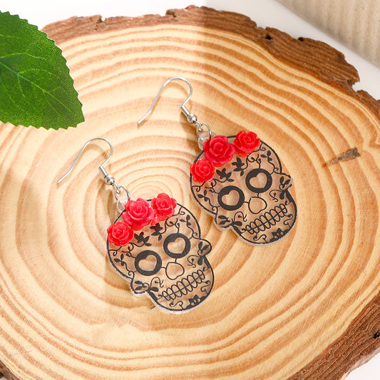 E4151 Aretes catrina día de muertos acrílico 3.5cm