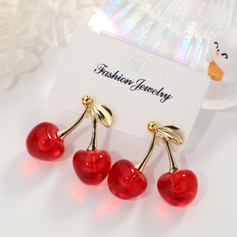 E4389 aretes cerezas acrílico 3.5cm