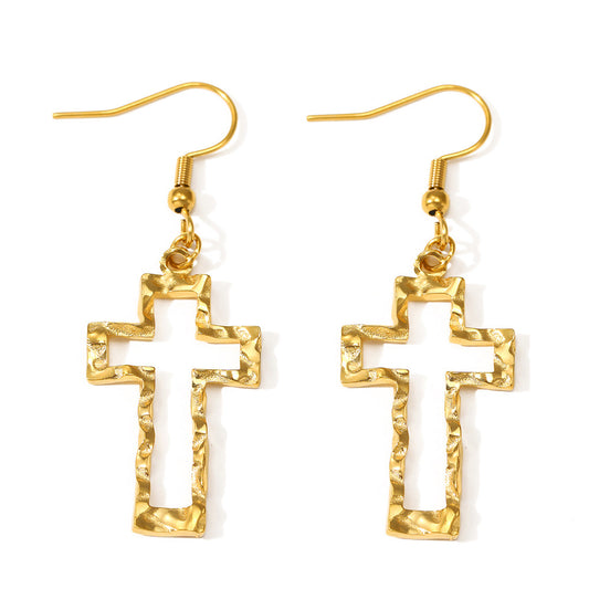 J406 Aretes cruz acero inoxidable 5cm