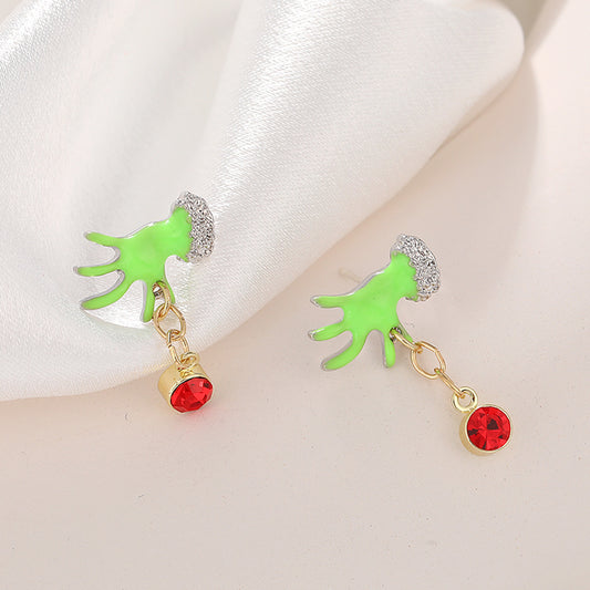 E4059 Aretes grinch Navidad aleacion 2cm