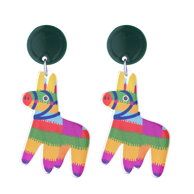 E7342 Aretes piñata patrios acrilico 5cm ligeros
